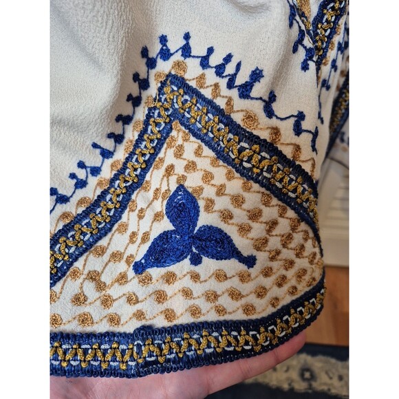 Vtg‎ Caftan Muumuu Dress Embroidered Maxi Tunic Boho Hippie Resort Wear M/L - Picture 4 of 15